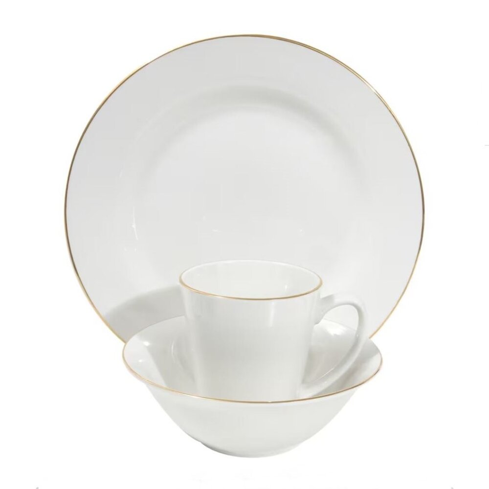ROYAL NORFOLK White Gold Trim Dinner Plates RNF79 Set of 4 EUC